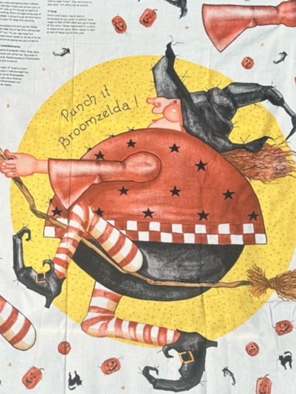1997 Daisy kingdom broomzilla witch fabric door panel Halloween decor